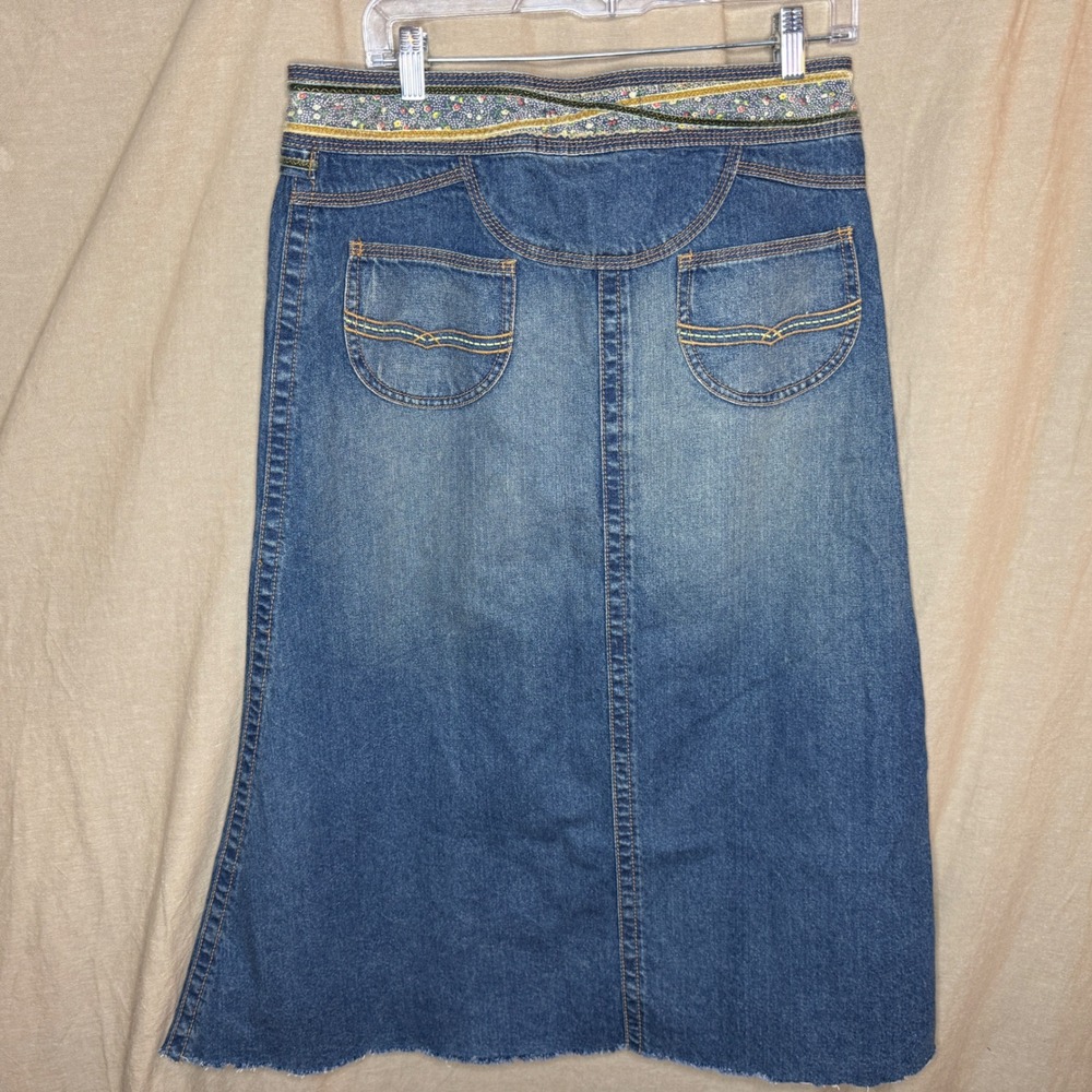 Carol Anderson for Cabi Boho Embroidered Denim Midi Whimsy Size 8 - Picture 6 of 6